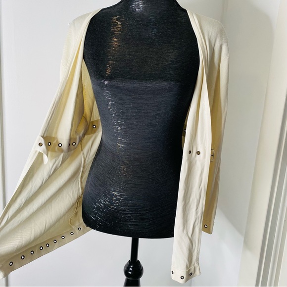 BCBGMaxAzria Ribbed Belted Ivory Cardigan - Picture 10 of 10